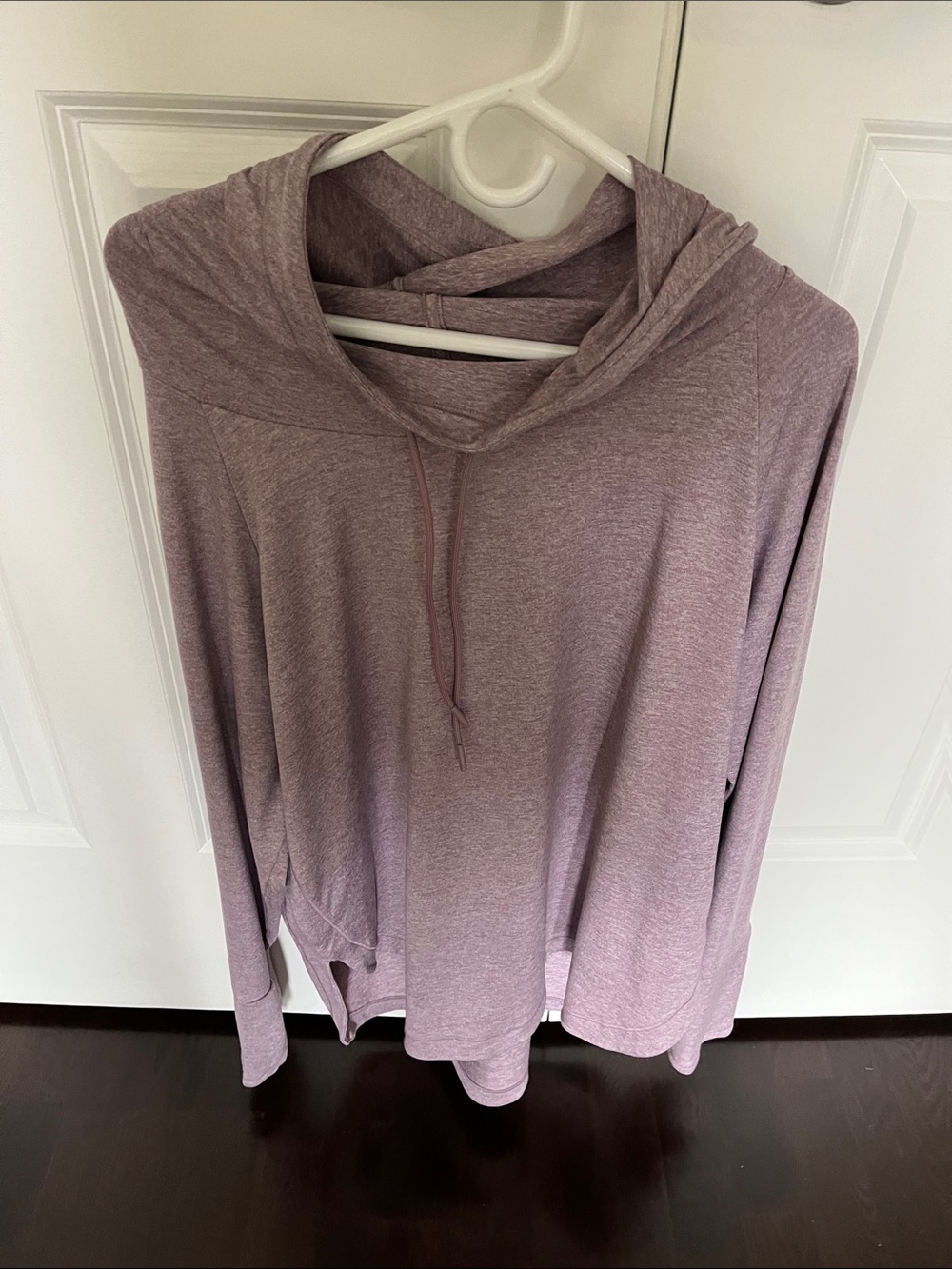 Athleta Mauve Heathered Hooded Long-Sleeve Pullover
